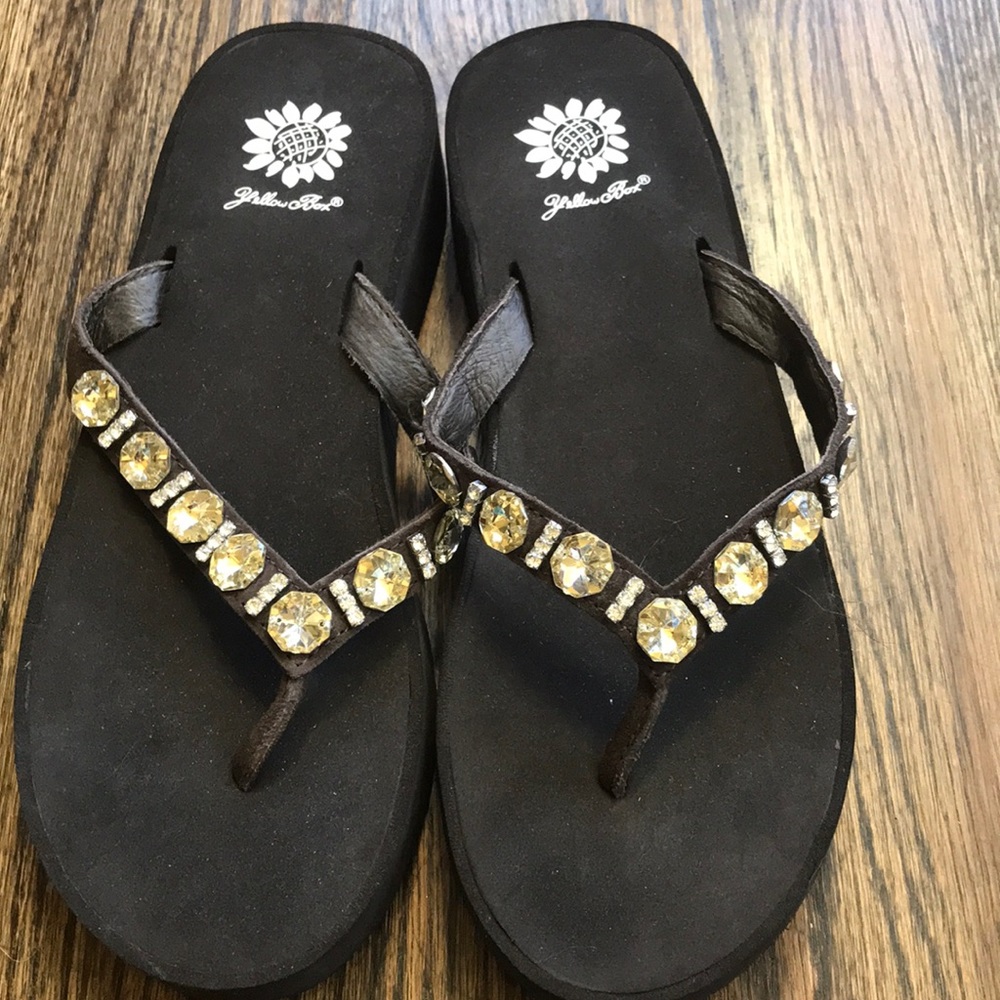 Yellow Box flip flops